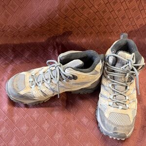 Women’s Merrell Gray and Tan Hiking Shoes - Logo Inside
